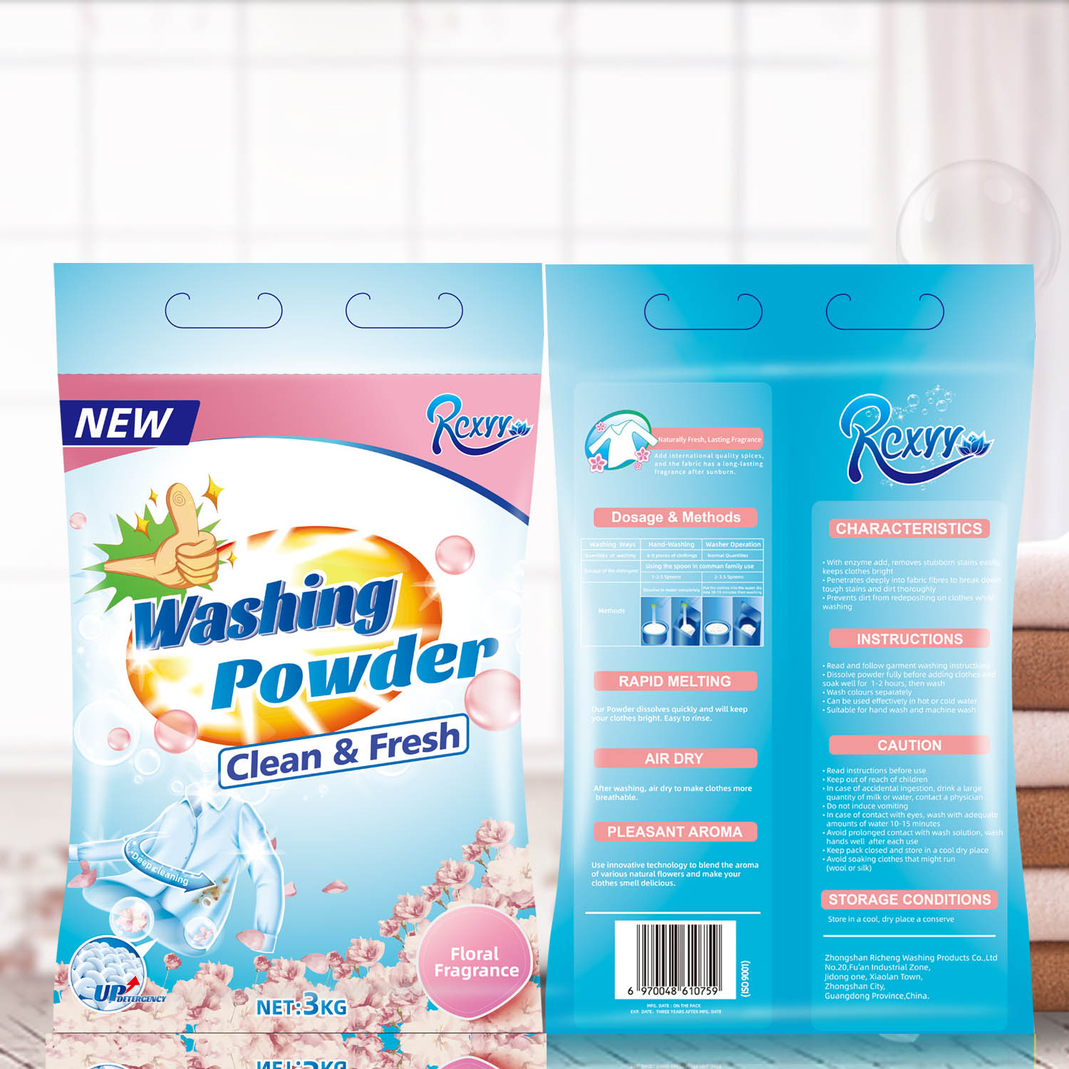 Factory Supplier Wholesale Bulk 1kg 3KG Eco-friendly High Quality Clothes Laundry Detergent Washing Powder for Household